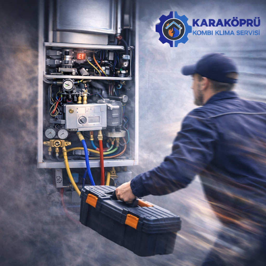 Karaköprü acil kombi servisi teknisyeni hata kodu veren kombiye hızlı müdahale ederken